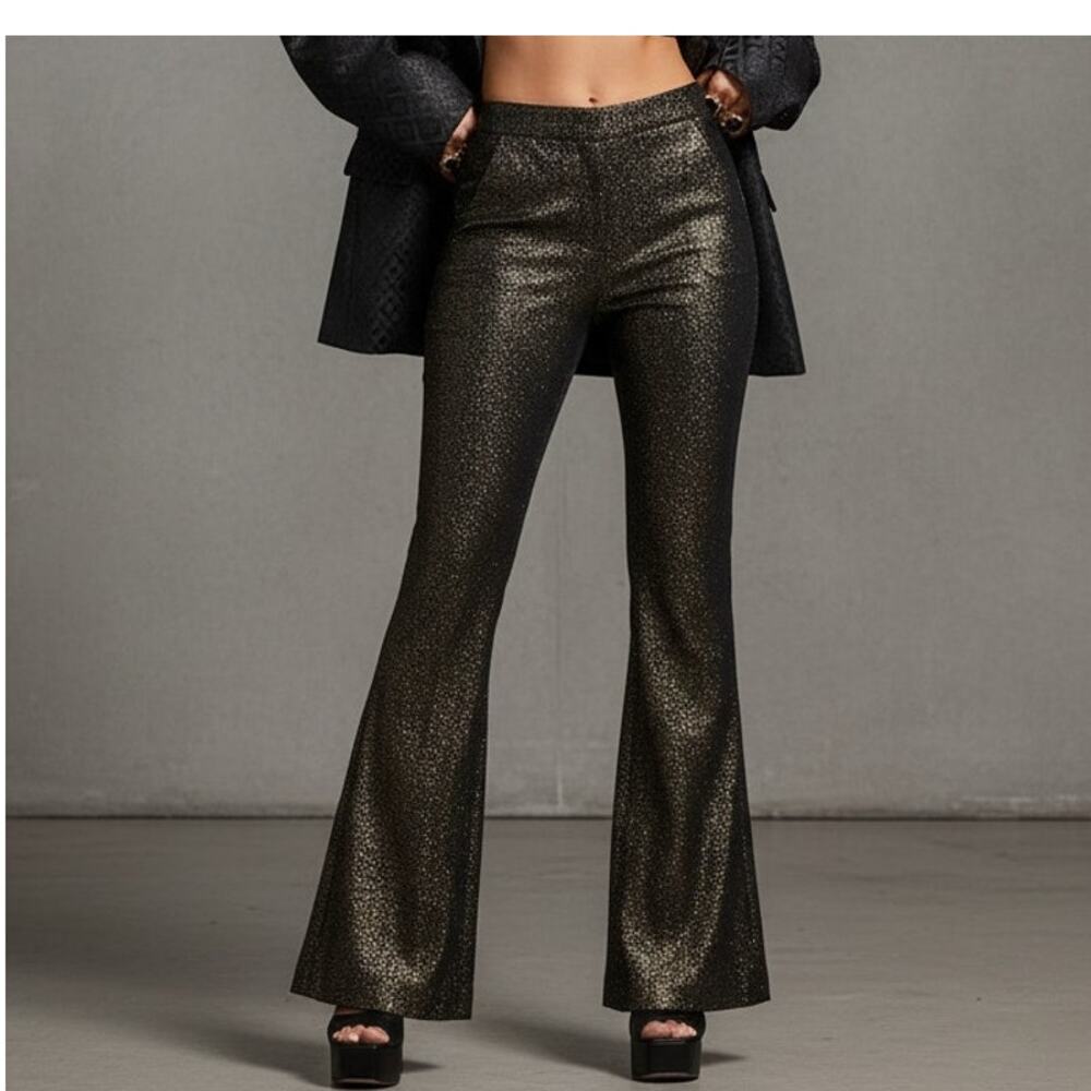Veronica Beard Lebone Metallic Wide-Leg Trousers — NWT — MSRP $498 — Size 8